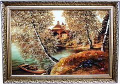 Картина із бурштину "Човник на березі" (52 x 72 см) B021