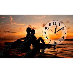 Настінний годинник на полотні "Пара на пляжі" (30 x 53 см) L-214