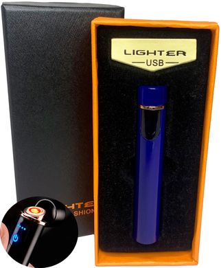 USB запальничка в подарунковій упаковці Lighter (Спіраль розжарювання) HL-4980-Blue