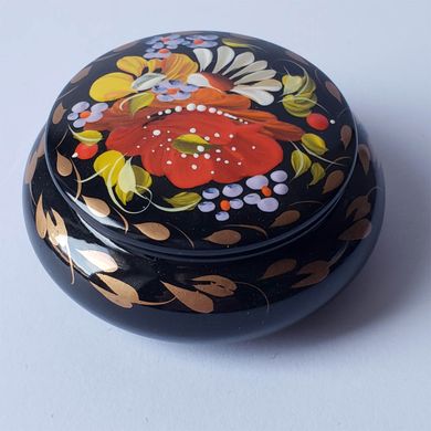Шкатулка с росписью круглая ШК-05 (7 x 7 x 3,5 см) SK0262
