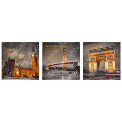 Триптих на холсте "Архитектура" (30 x 30 см, 3 шт) TM-277, 30 x 30, до 50 см