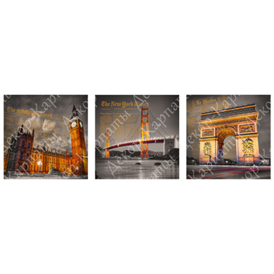 Триптих на холсті "Архітектура" (30 x 30 см, 3 шт) TM-277
