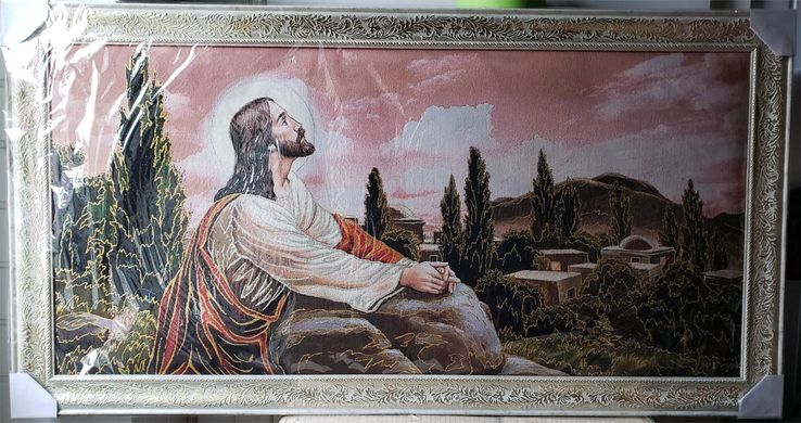 Гобеленова ікона з люрексом "Ісус на Оливній горі" (67 x 127 см) B193-1
