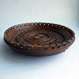 Цукерниця з різьбою кругла (18 x 18 x 5 см) SKR012