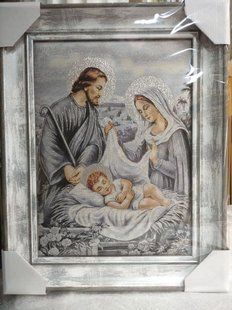 Гобеленовая икона с люрексом Святое Семейство (38 x 48 см) B282