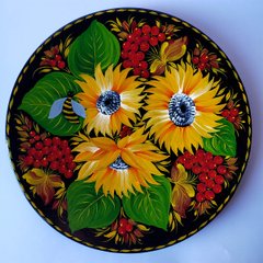 Тарелка с петриковской росписью цветочная (d-30 см) TR0285