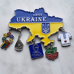 Магніт металевий з українською символікою "Карта України" MEM-015
