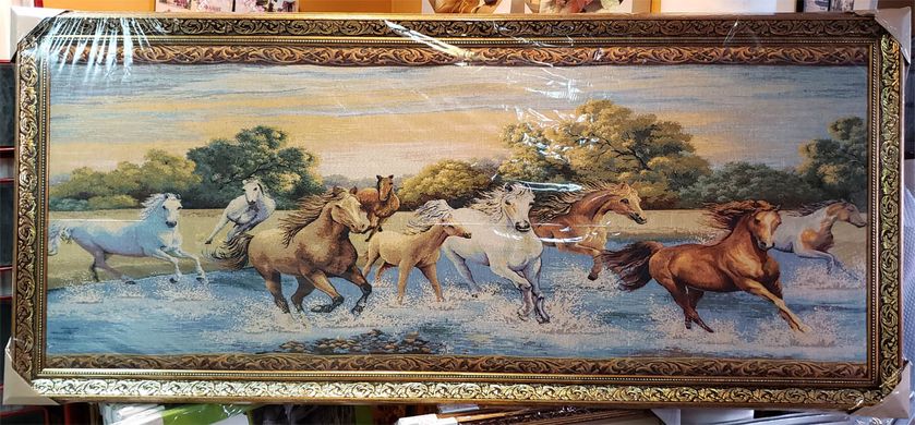 Гобеленовая картина "Табун лошадей" (80 x 180 см) GB083, 80 x 180, от 101 см и более