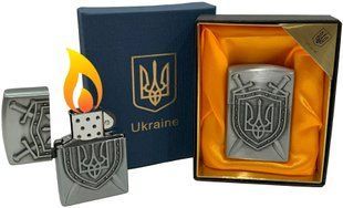 Зажигалка газовая Украина (Обычное пламя, Кремниевая, Подарочная упаковка) HL-4550-8 Gray
