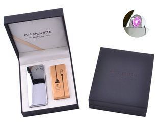 Електроімпульсна запальничка в подарунковій коробці Arc Cigarette HL-107 Silver