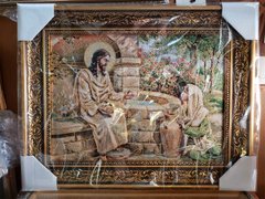Гобеленовая икона с люрексом Иисус Христос и Самарянка (38 x 48 см) B123, 38 x 48, до 50 см