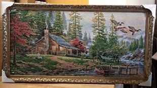 Гобеленовая картина "Охотничья хижина" (46 x 86 см) GB090