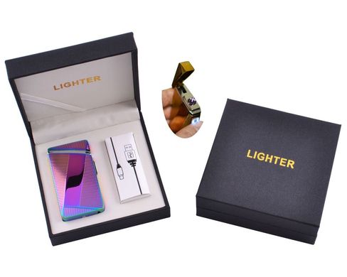 Електроімпульсна запальничка в подарунковій упаковці Lighter (Подвійна блискавка, USB) HL-36-1