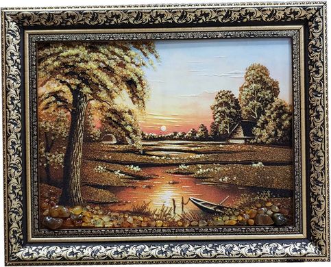 Картина из янтаря "Река в лесу" (40 x 50 см) BK0036