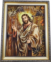 Ікона із бурштину "Ісус стукає в двері" (37 x 47 см) B125