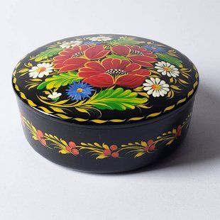 Шкатулка з розписом кругла (13 x 13 x 5 см) SK0272