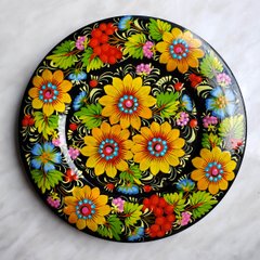 Тарелка с петриковской росписью цветочная (d-20 см) TR0483