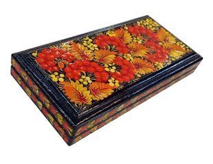Шкатулка з петриківським розписом прямокутна (20 x 10 x 3,5 см) SK0578