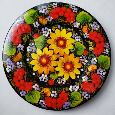 Тарелка с петриковской росписью цветочная (d-20 см) TR0512