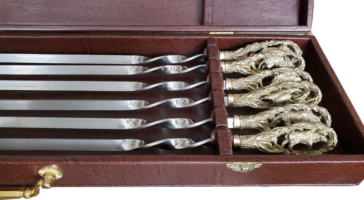 Набір шампурів з бронзовими ручками "На полюванні" в кейсі 470034