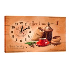 Настінний годинник на полотні "Кава" (30 x 53 см) L-214