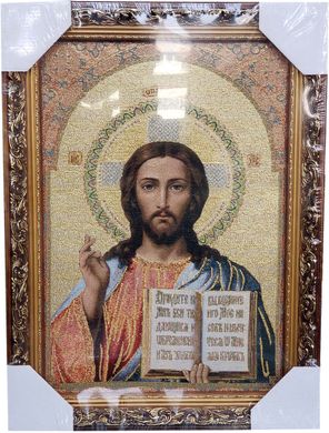 Гобеленовая икона с люрексом Иисус Христос (34 x 46 см) B117-1, 34 x 46, до 50 см