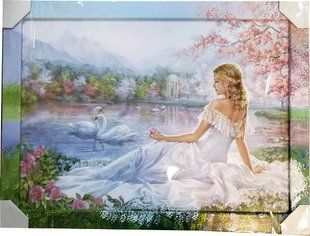 Картина-репродукция "Девушка и лебеди" (59 x 79 см) RP0173