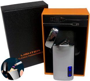 Електроімпульсна запальничка в подарунковій коробці Срібна Lighter HL-108 Silver