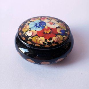 Шкатулка з розписом кругла ШК-09 (8 x 8 x 3,5 см) SK0418