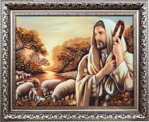 Икона из янтаря "Добрый Пастырь" (45 x 55 см) B061-1