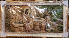 Гобеленовая икона с люрексом "Иисус Христос и Самарянка" (48 x 87 см) B137
