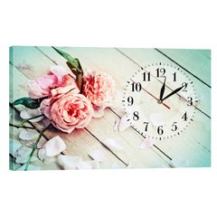 Настінний годинник на полотні "Троянди" (30 x 53 см) C-774