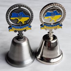 Дзвоник металевий з українською символікою "Тризуб" двосторонній (h-8,5 см) DM-18