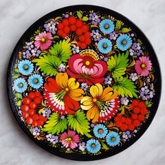 Тарелка с петриковской росписью цветочная (d-20,5 см) TR0501