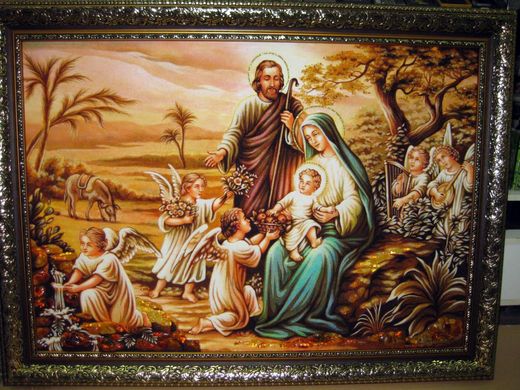 Ікона із бурштину "Свята Родина" (75 x 115 см) B056