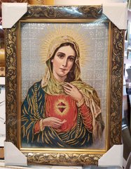 Гобеленовая икона с люрексом Дева Мария (36 x 48 см) B102, 36 x 48, до 50 см