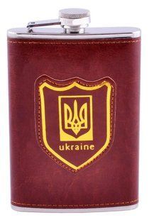 Фляга обтягнута шкірою (256мл) Україна UKR-5