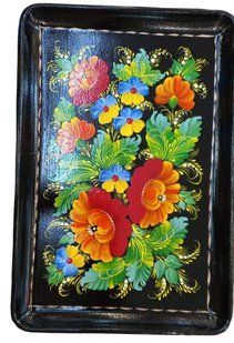 Піднос з петриківським розписом квітковий (31 x 21 x 2 см) VP0096