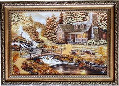 Картина из янтаря "Дом в лесу" (52 x 72 см) B087