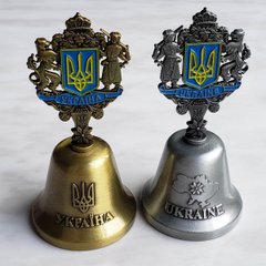 Колокольчик металлический с украинской символикой "Тризуб" двухсторонний (h-9 см) DM-19