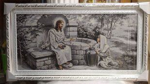 Гобеленовая икона с люрексом "Иисус Христос и Самарянка" (50 x 90 см) B290