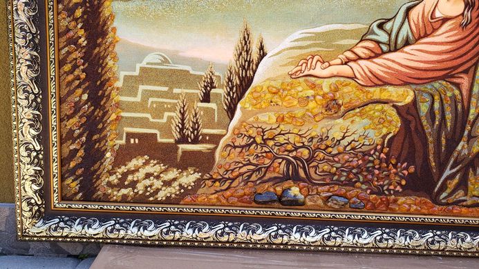 Ікона із бурштину "Ісус на оливній горі" (75 x 115 см) B057
