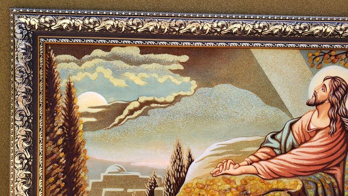 Ікона із бурштину "Ісус на оливній горі" (75 x 115 см) B057