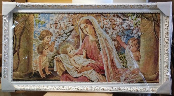 Гобеленовая икона с люрексом Богородица с младенцем (47 x 87 см) B133-1, 48 x 88, от 51 до 100 см