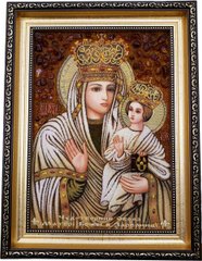 Ікона Божої Матері Зарваницької з бурштину (28 x 37 см) B155