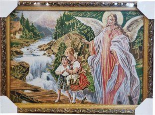 Гобеленовая икона с люрексом Ангел-хранитель (48 x 65 см) B169