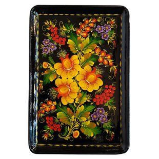 Поднос с петриковской росписью цветочный (31 x 21 x 2 см) VP0019