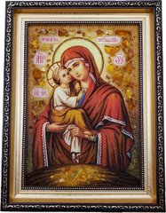 Ікона із бурштину "Богородиця Почаївська" (28 x 37 см) B156
