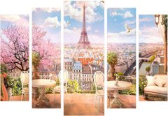 Модульна картина на 5 частин "Париж" (80 x 120 см) Q009, 80 x 120, від 101 см і більше