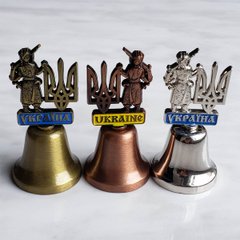 Дзвоник металевий з українською символікою "Тризуб" двосторонній (h-5,5 см) DM-34